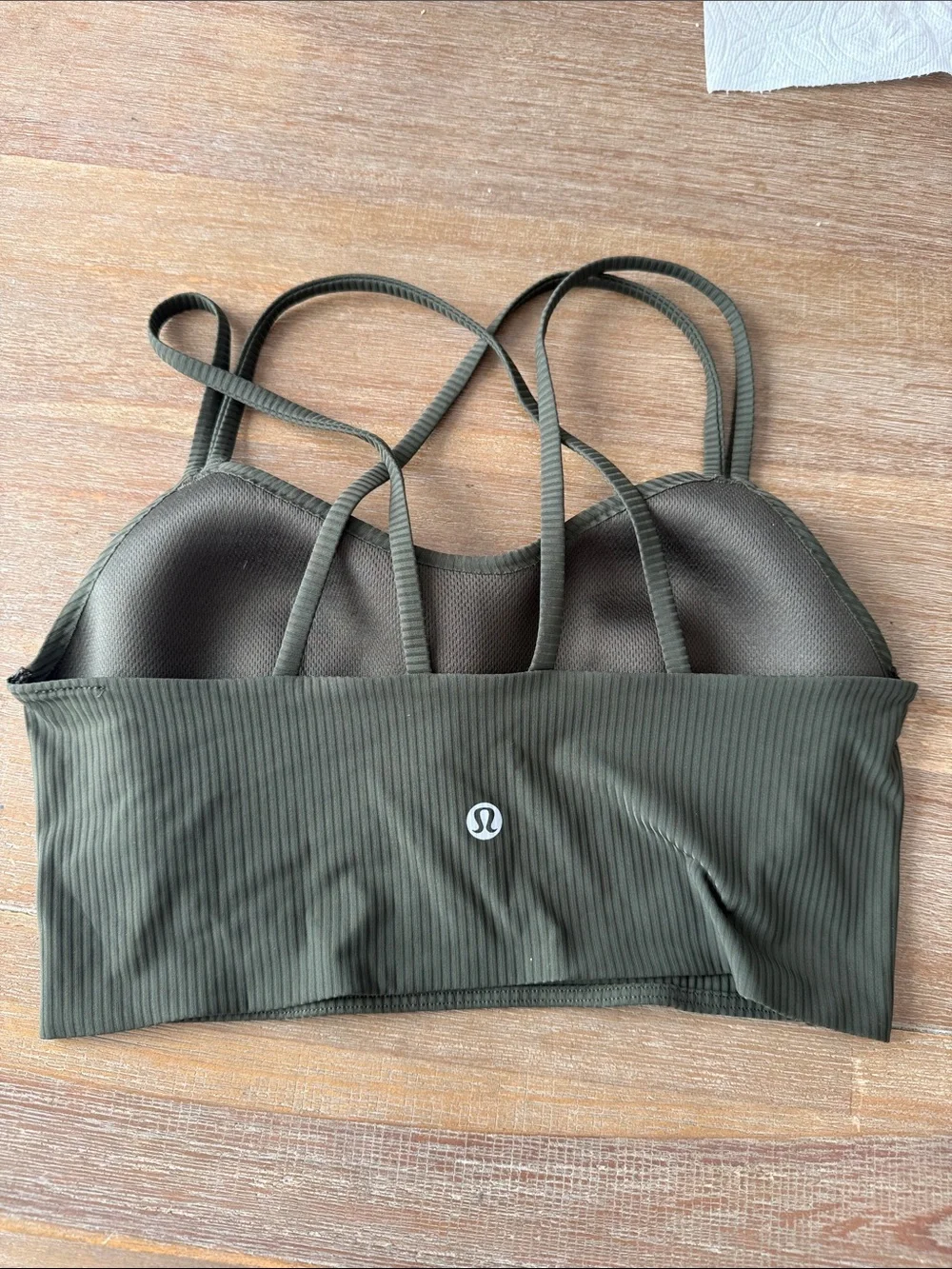 Lululemon Like a. Cloud Olive Ribbed Sports Bra